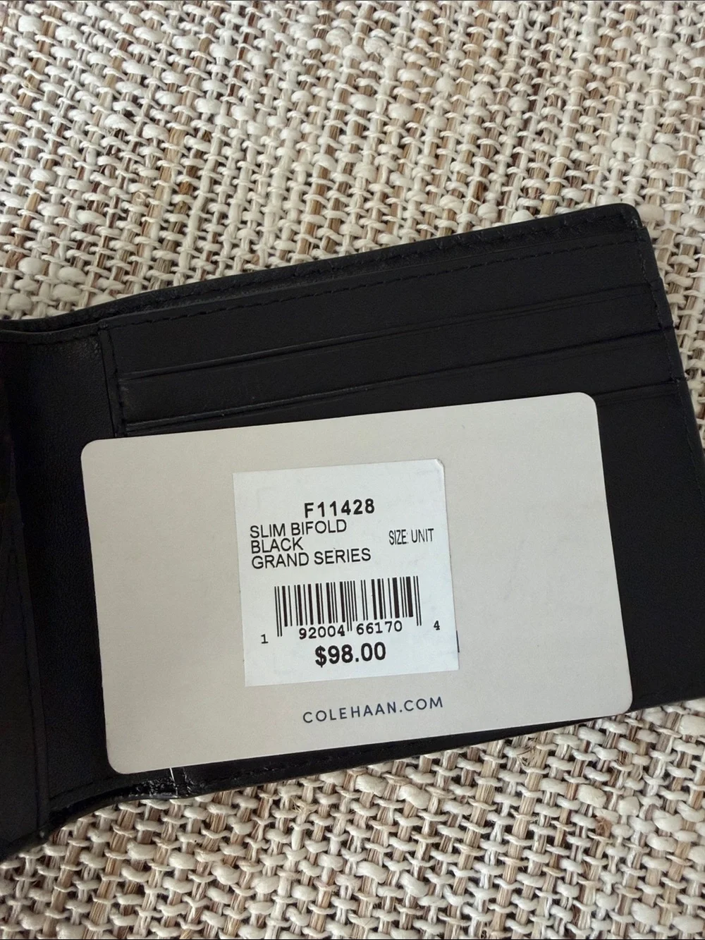 Cole Haan Black Slim Bifold Card Wallet